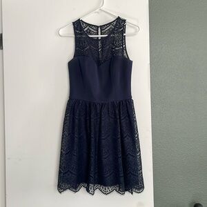 Blue lace cocktail dress
